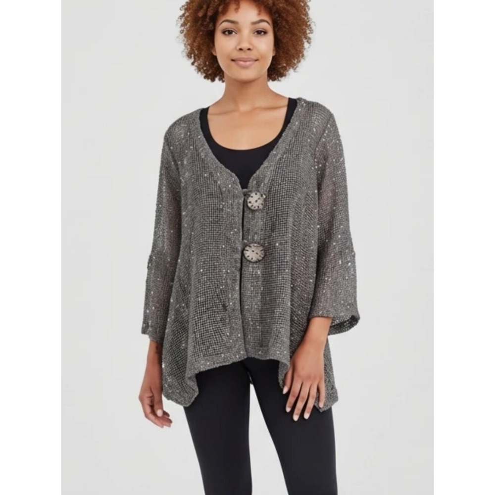Lagenlook Neutral New nubby button summer cardigan jacket plus Size 2X New